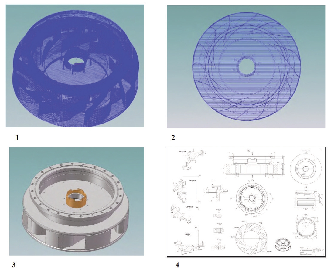 Obr. 2 Reverzný inžiniering rozvádzacieho kolesa hlavného cirkulačného čerpadla primárneho