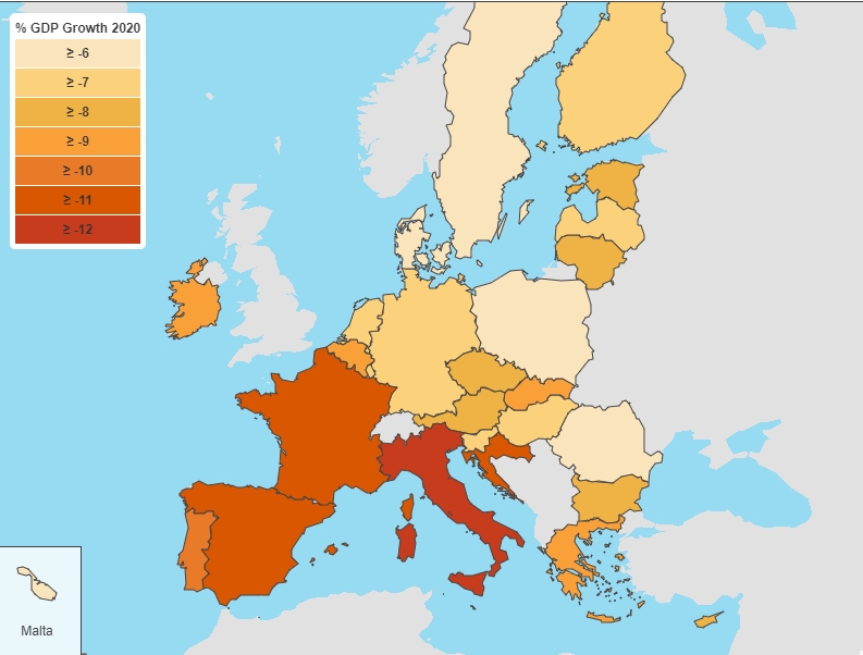 Prognóza pre Európsku úniu na mape europska unia