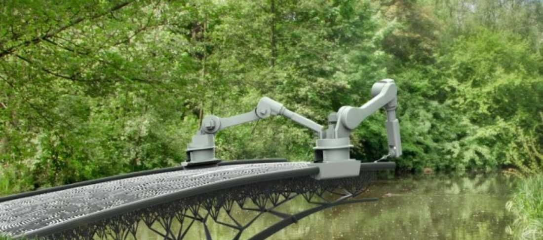 Robotická 3D tlač prvého roboticky vytlačeného mosta v Amsterdame