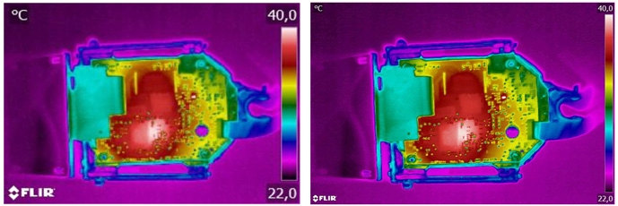 Standardní termogram a termogram UltraMax s 4x vyšším rozlišením Standardní termogram a termogram UltraMax