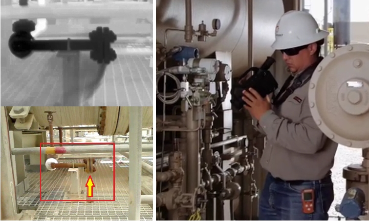 Ukázka vizualizace úniku plynu termokamerou FLIR Ukázka vizualizace úniku plynu termokamerou FLIR