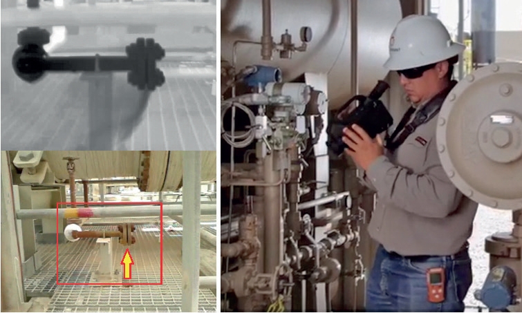 Ukázka vizualizace úniku plynu termokamerou FLIR Ukázka vizualizace úniku plynu termokamerou FLIR