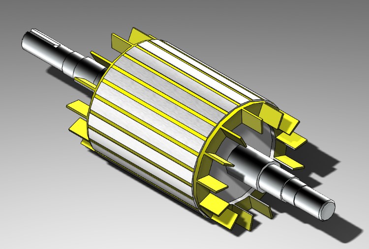 Obr. 4. SolidWorks. Rotor a stator indukčného motora