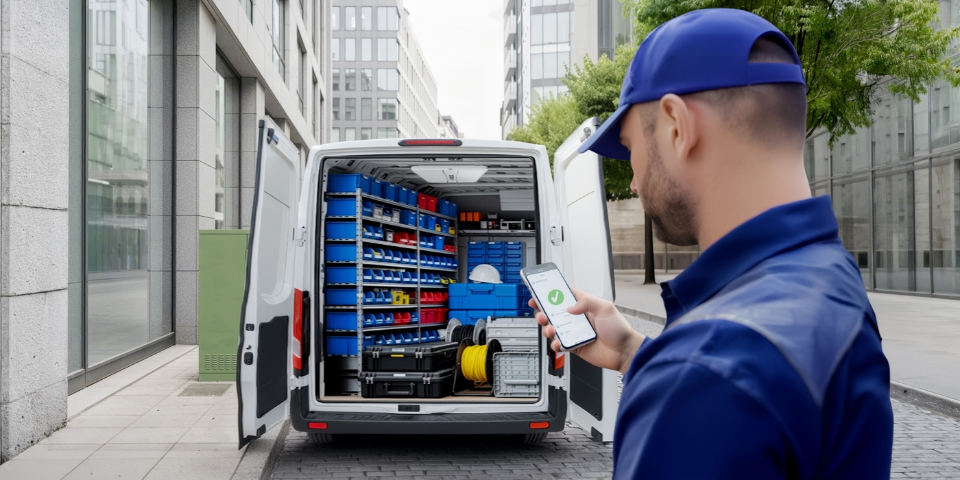Telecom Installer Checking Van HR